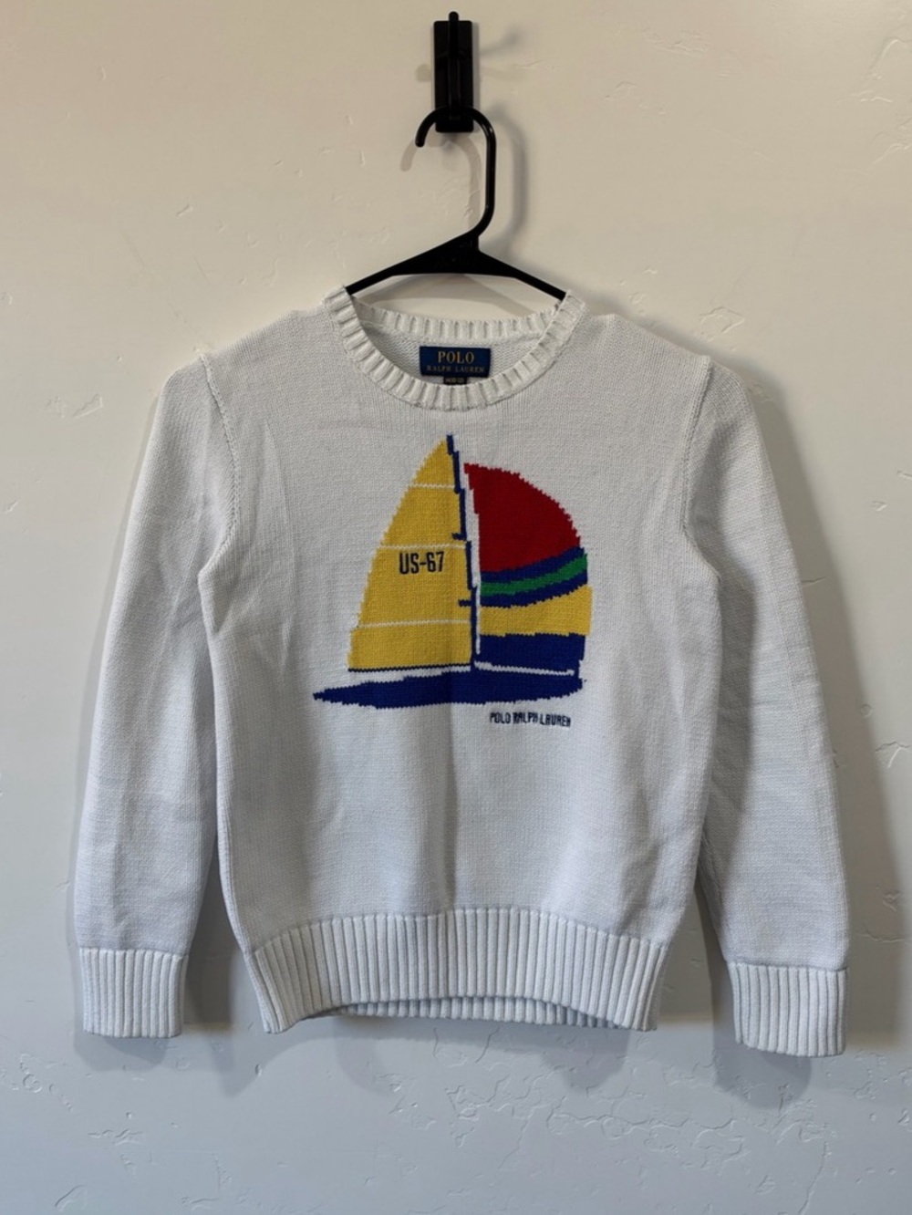 Polo Ralph Lauren US-67 Sailboat Cotton Crewneck Sweater Size Boys M (10-12)